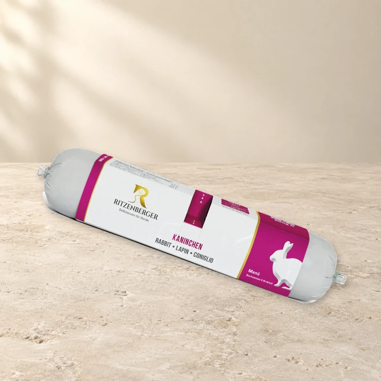 Ritzenberger Królik Duo-Rolls 2 × 400 g – karma mokra dla psa — na jasnym tle