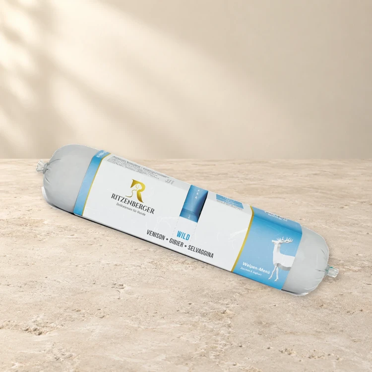 Ritzenberger Dziczyzna Puppy Duo-Rolls 2 × 400 g – karma mokra dla szczeniąt — na jasnym tle