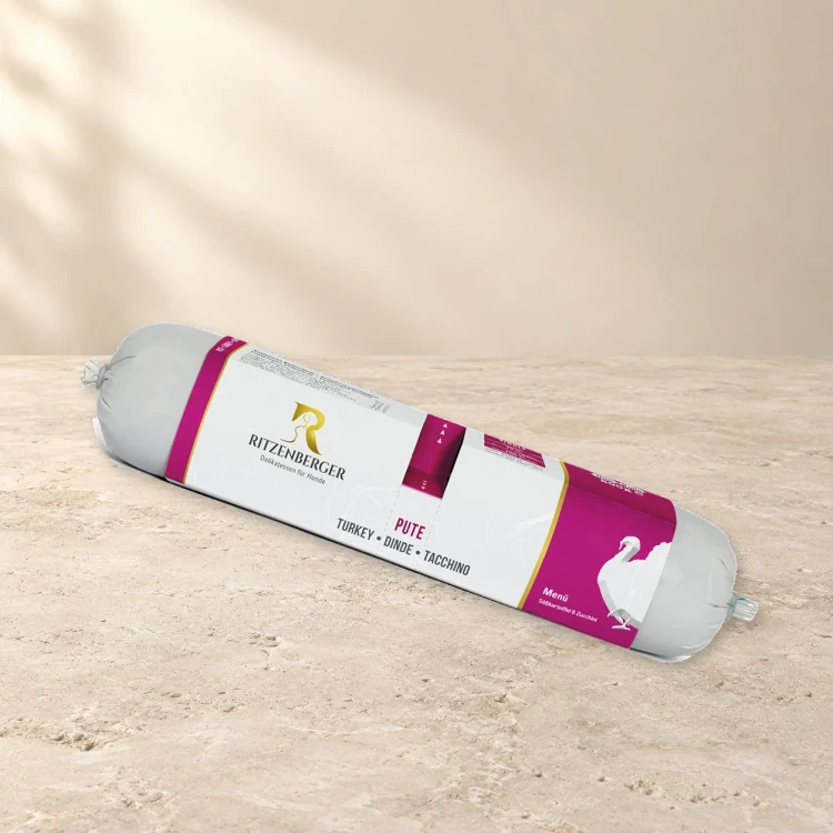 Ritzenberger Indyk z warzywami Duo-Rolls 2 × 400 g – karma mokra dla psa — na jasnym tle