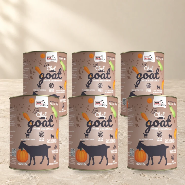 Syta Micha Koza z warzywami 6x400g – mokra karma dla psa — na jasnym tle