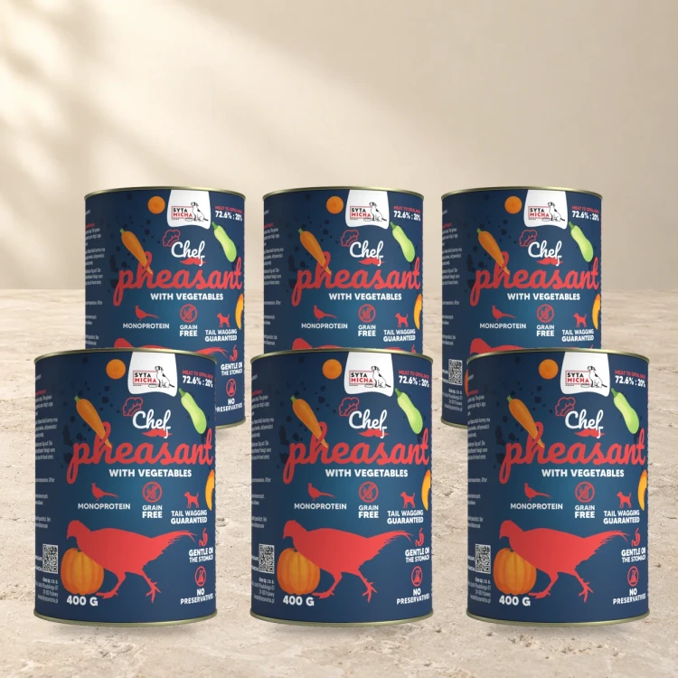 Syta Micha Bażant z warzywami 6x400g – mokra karma dla psa — na jasnym tle