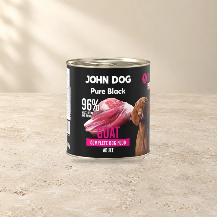 Puszka karmy mokrej John Dog Kozina Pure Black 800 g na jasnym tle