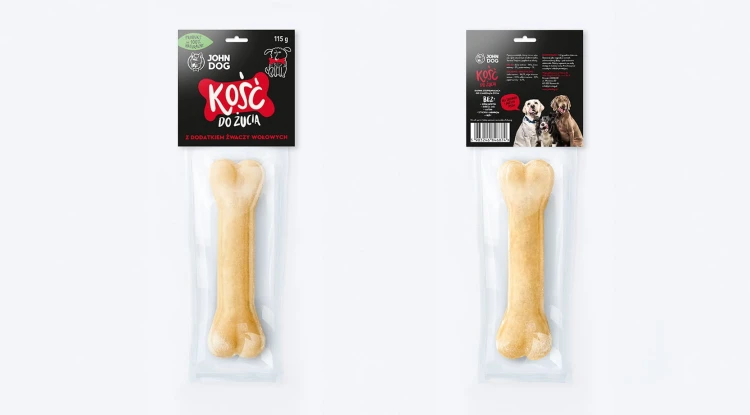 John Dog – kość do żucia ze żwaczem wołowym 17 cm – opakowanie