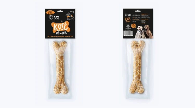 John Dog kość ze żwaczem i penisem wołowym, długość 17 cm