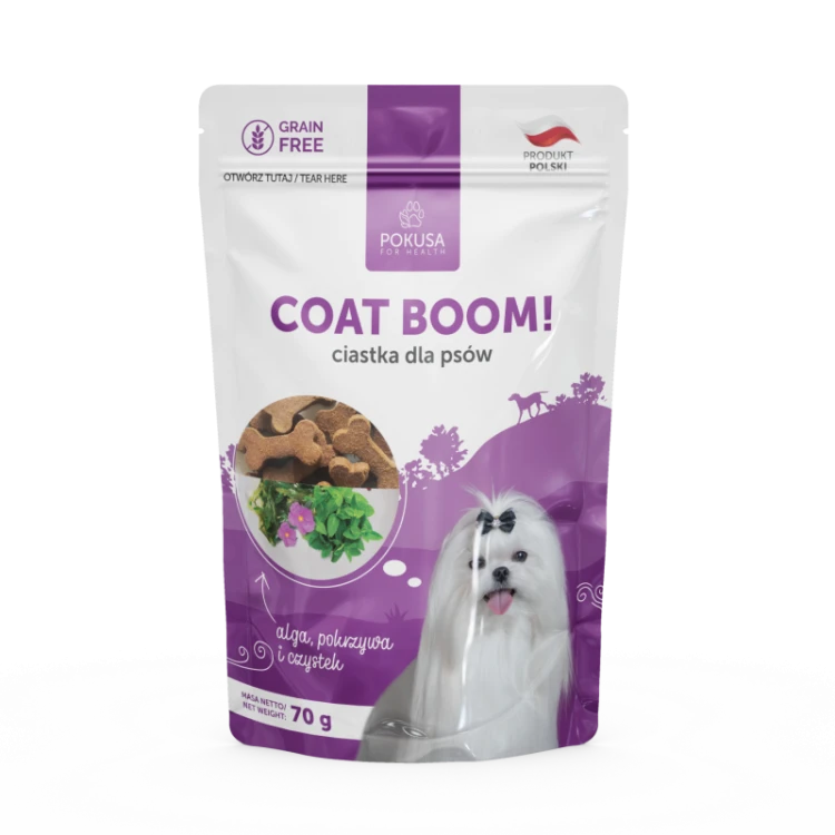 Pokusa Coat Boom! 70 g – ciastka dla psa