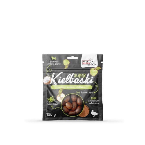 Syta Micha kiełbaski z kaczką, kokosem i jabłkiem 100 g