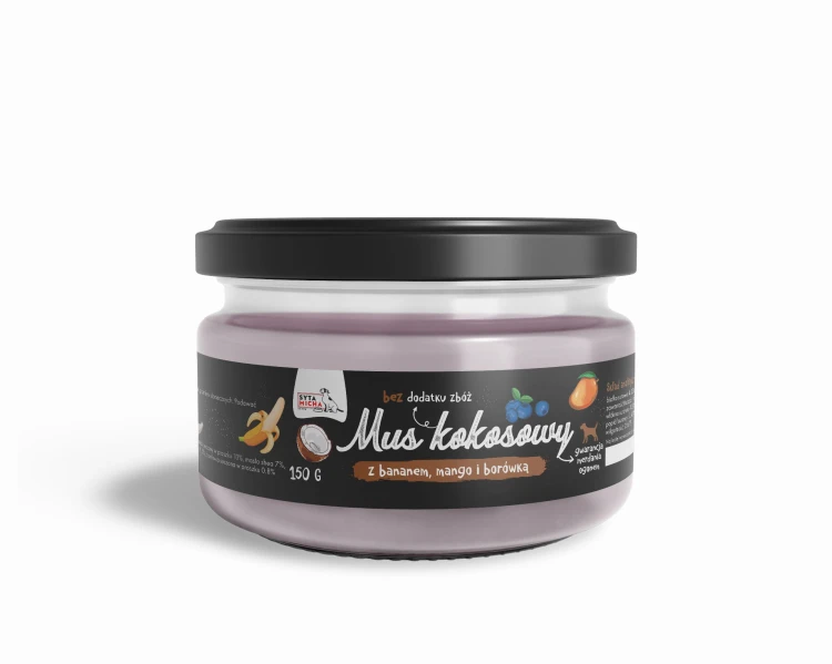 Syta Micha mus kokosowy z bananem, mango i borówką 150 g