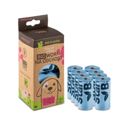 Ośmiopak - Bio Worki na odchody 8x 15szt = 120 woreczków StarchBag- niebieskie