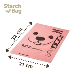 Bio Worki na odchody 15szt (1 rolka) StarchBag- różowe