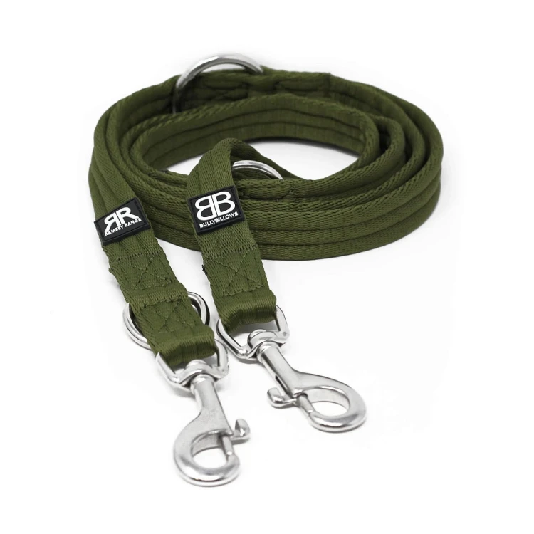 BullyBillows Double Ended Training Lead – smycz khaki, długość 200 cm