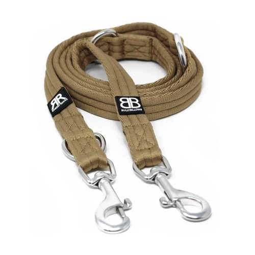 BullyBillows Double Ended Training Lead – smycz beżowa, długość 200 cm