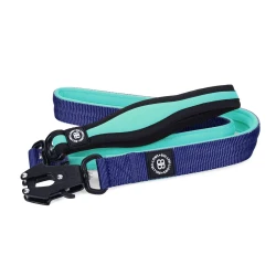 RR Nylon Combat Lead BULLYBILLOWS smycz bojowa z miękkim uchwytem dla psa 120cm niebiesko-turusowa