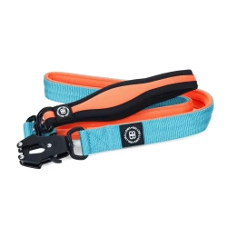 RR Nylon Combat Lead BULLYBILLOWS smycz bojowa z miękkim uchwytem dla psa 120cm błękitno-pomarańczowa