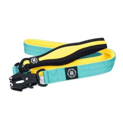 RR Nylon Combat Lead BULLYBILLOWS smycz bojowa z miękkim uchwytem dla psa 120cm turkusowo-żółta
