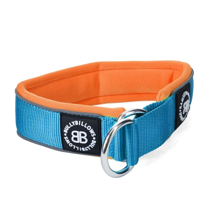 BullyBillows RR Collar Soft Padded – obroża jasnoniebiesko-pomarańczowa, szerokość 5 cm