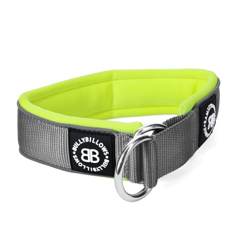 BullyBillows RR Collar Soft Padded – obroża szaro-neonowozielona, szerokość 5 cm