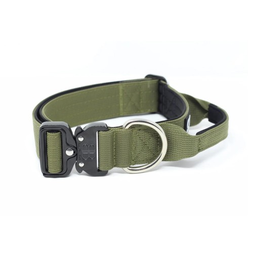 BullyBillows Combat Collar With Handle – obroża khaki, szerokość 4 cm