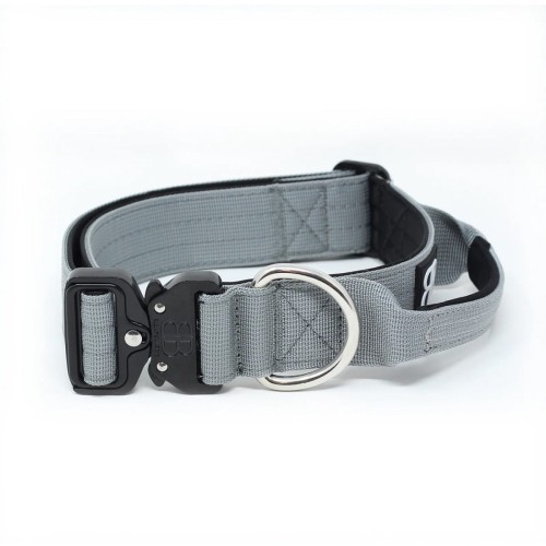BullyBillows Combat Collar With Handle – obroża szara, szerokość 4 cm