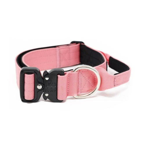 BullyBillows Combat Collar With Handle – obroża różowa, szerokość 4 cm