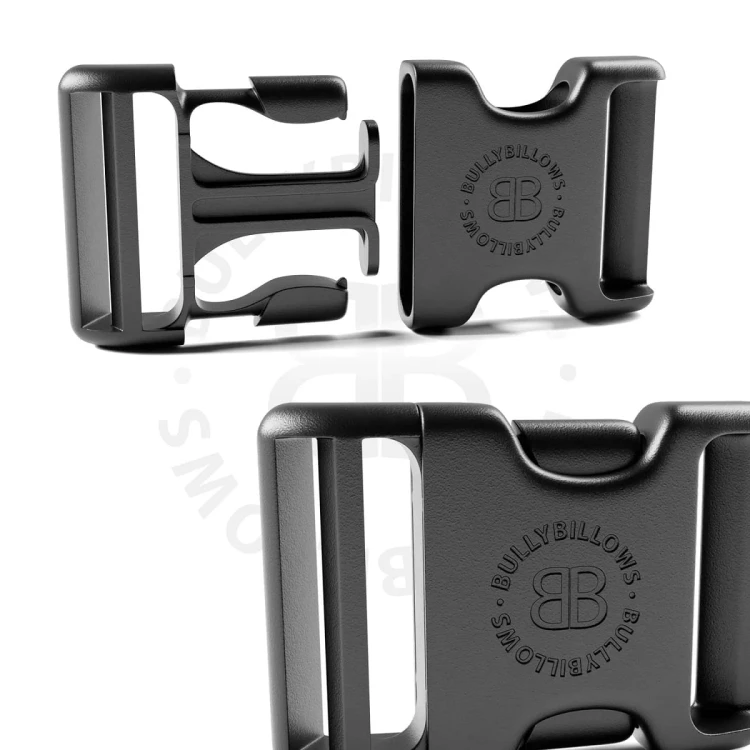 BullyBillows Premium Comfort — dwie strony klamry szelek