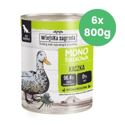 6x800g Kaczka Wiejska Zagroda karma mokra monobiałkowa dla dorosłych psów wszystkich ras