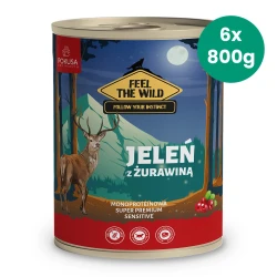 6x800g Jeleń z Żurawiną Pokusa Feel The Wild monoproteinowa karma dla psa