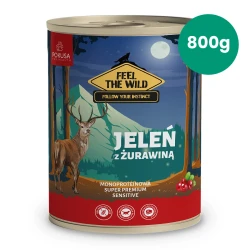 Jeleń z Żurawiną 800g Pokusa Feel The Wild monoproteinowa karma dla psa