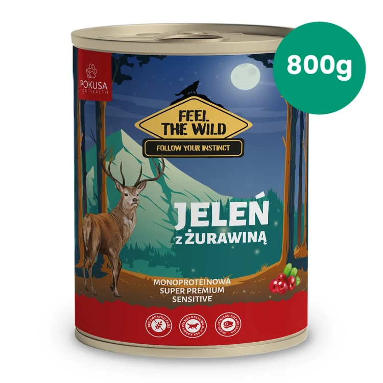 Pokusa Feel The Wild jeleń z żurawiną 800 g – karma mokra