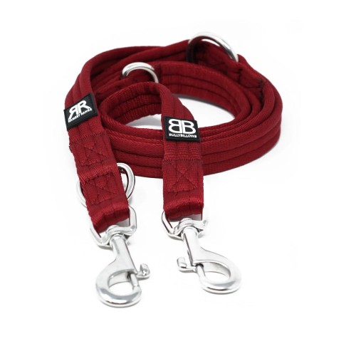BullyBillows Double Ended Training Lead – smycz burgund, długość 200 cm