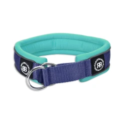 4cm RR Collar Soft Padded & Reflective BULLYBILLOWS- Obroża półzaciskowa dla psa - niebiesko-turkusowa