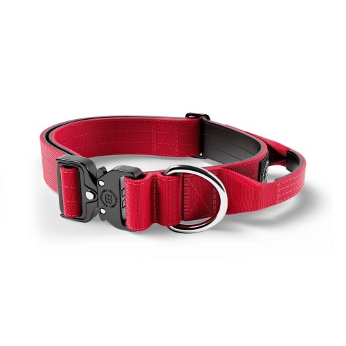BullyBillows Combat 4 cm czerwona – obroża z uchwytem