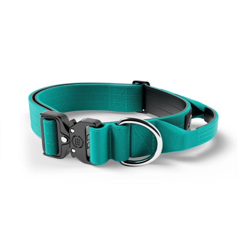 BullyBillows Combat 4 cm turkusowa – obroża z uchwytem