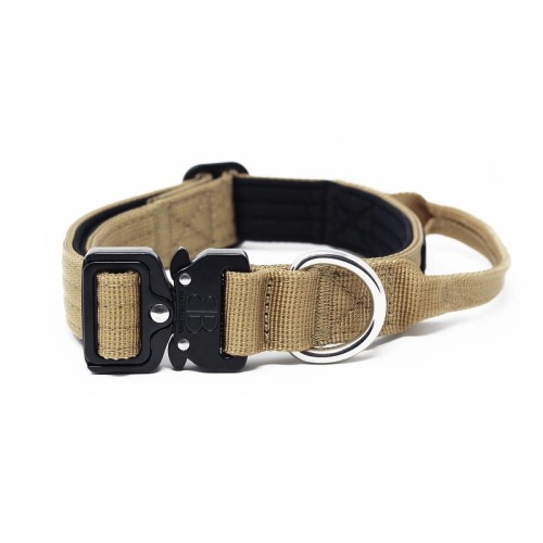BullyBillows Combat 2,5 cm beżowa – obroża z uchwytem