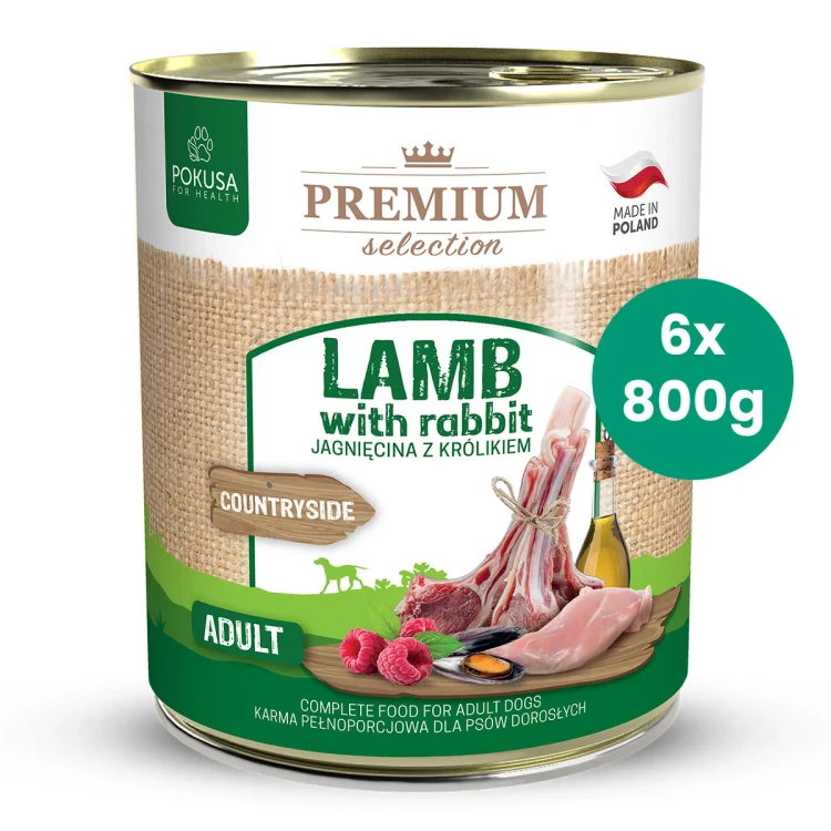Zestaw-6-puszek-800g-Jagnięcina-z-Królikiem-Premium-Selection-Pokusa-karma-mokra-dla-psa.webp