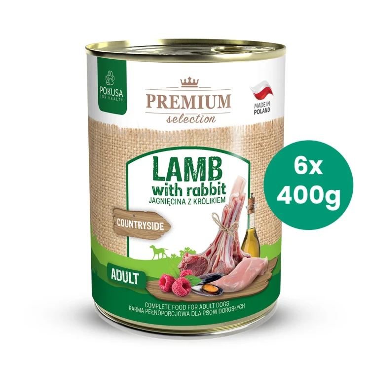 Zestaw-6-puszek-400g-Jagnięcina-z-Królikiem-Premium-Selection-Pokusa-karma-mokra-dla-psa.webp