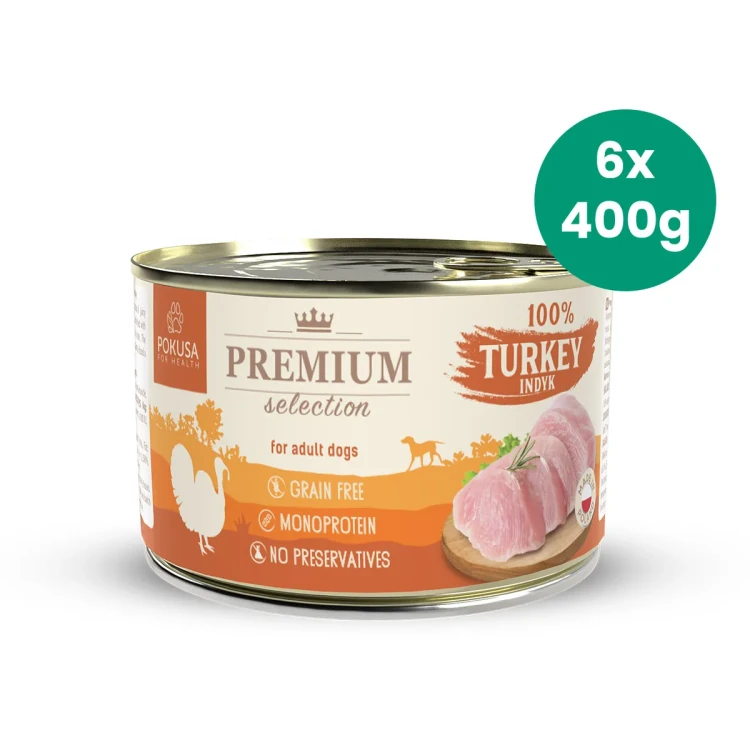 Zestaw-6-Puszek-400g-Indyk-100%-Premium-Selection-Pokusa-karma-mokra-monobiałkowa-dla-psa.webp