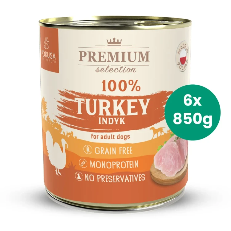 Zestaw-6-Puszek-850g-Indyk-100%-Premium-Selection-Pokusa-karma-mokra-monobiałkowa-dla-psa.webp