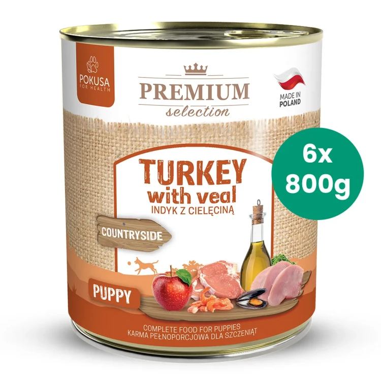 Zestaw-6-puszek-800g-Indyk-z-Cielęciną-Pokusa-Premium-Selection-karma-mokra-dla-psich-szczeniąt.webp