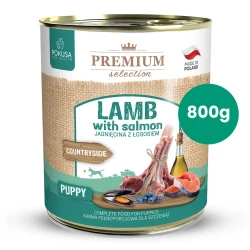 Jagnięcina z Łososiem 800g Pokusa Premium Selection karma mokra dla psich szczeniąt