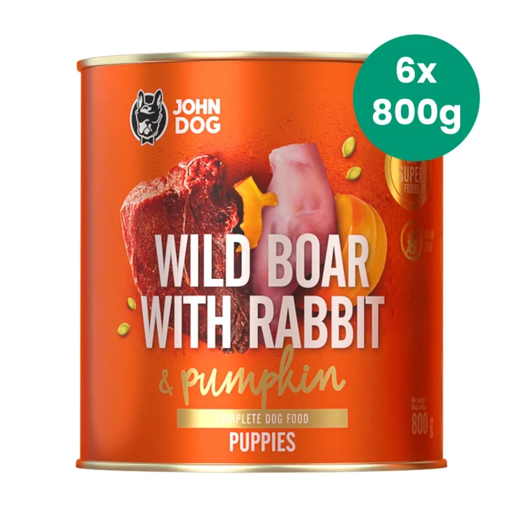 Zestaw-6-puszek-Dzik-z-Królikiem-i-Dynią-800g-John-Dog-Pumpkin-karma-dla-psich-szczeniąt.webp