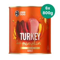 6x800g Indyk z Dynią John Dog Pumpkin karma mokra monobiałkowa dla psów dorosłych