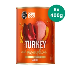 6x400g Indyk z Dynią John Dog Pumpkin karma mokra monobiałkowa dla psów dorosłych
