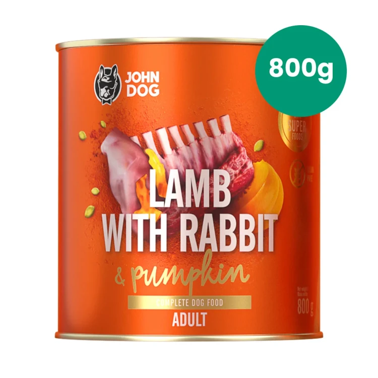 John Dog Pumpkin jagnięcina z królikiem i dynią 800 g – karma mokra