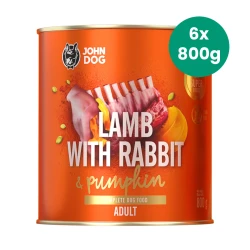 6x800g Jagnięcina z Królikiem i Dynią John Dog Pumpkin karma mokra dla psów dorosłych