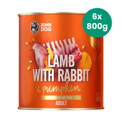 John Dog Pumpkin jagnięcina z królikiem i dynią 6 × 800 g – karma mokra