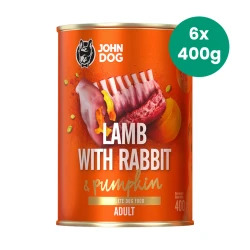6x400g Jagnięcina z Królikiem i Dynią John Dog Pumpkin karma mokra dla psów dorosłych