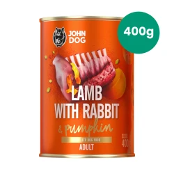 Jagnięcina z Królikiem i Dynią 400g John Dog Pumpkin karma mokra dla psów dorosłych