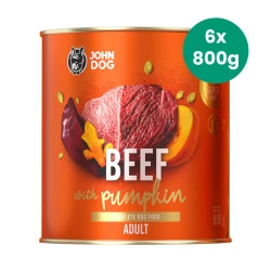 6x800g Wołowina z Dynią John Dog Pumpkin karma mokra monobiałkowa dla psów dorosłych