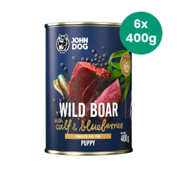 6x400g Dzik z Cielęciną i Jagodami John Dog Berry Line karma mokra dla psich szczeniąt