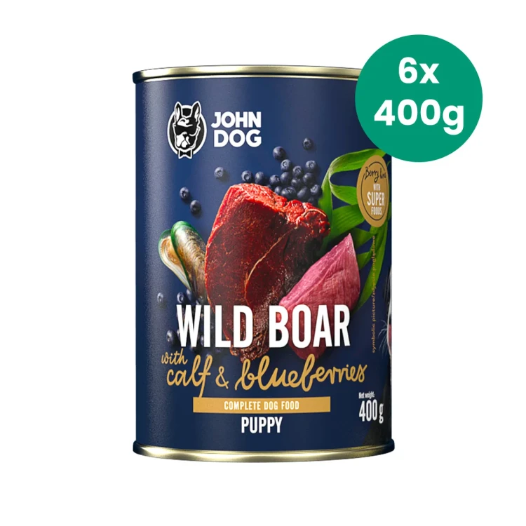 Zestaw-6-Puszek-400g-Dzik-z-Cielęciną-i-Jagodami-John-Dog-Berry-Line-karma-mokra-dla-psich-szczeniąt.webp